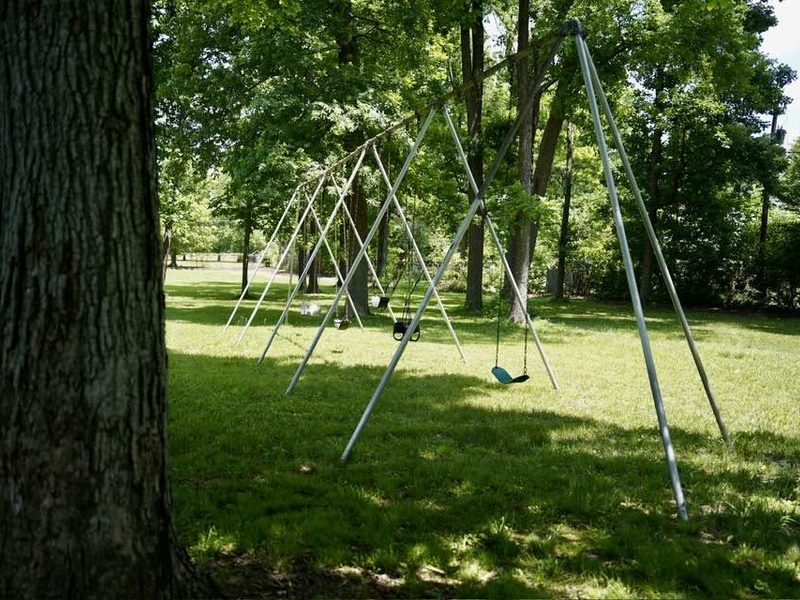 Swing sets under the trees