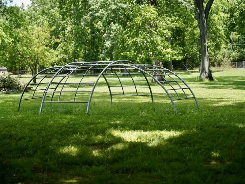 A climbing dome on the lawn
